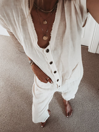 Ribera Cream linen boilersuit *NEW*
