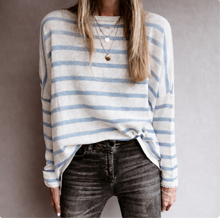 Marseille VINTAGE WHITE / BLUE GREY breton striped sweater *NEW*