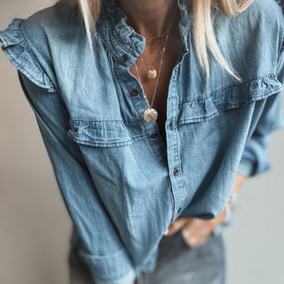 Merano denim frill blouse *NEW*