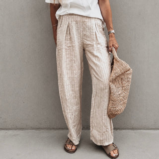 Beige pinstripe linen joggers *NEW*
