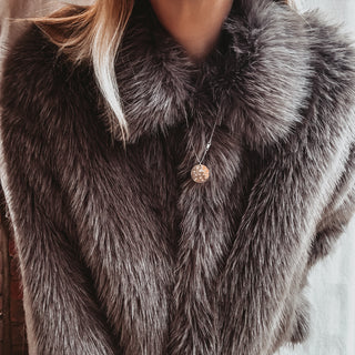 Faux fur LIGHT BROWN GREY jacket *NEW*