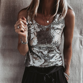 Suzi SILVER sequin top *NEW*
