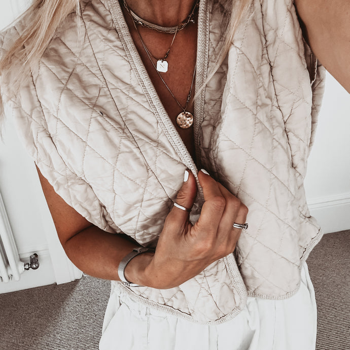 Caleb beige quilted gilet *NEW*