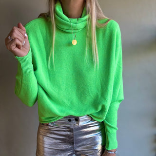 Neon green Cuba roll neck jumper