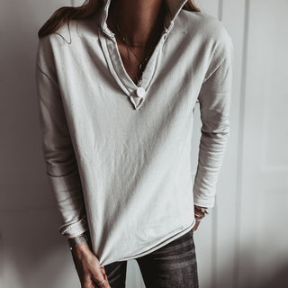 BEIGE Whisper v neck collar sweatshirt *NEW*
