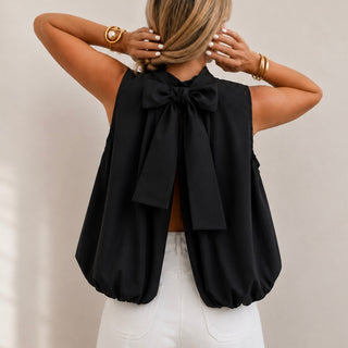 Bella Black blouse with bow on back *NEW*