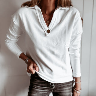 WHITE Whisper v neck collar sweatshirt *NEW*
