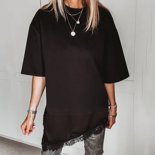 BLACK Lara Lace asymmetric tee *NEW*