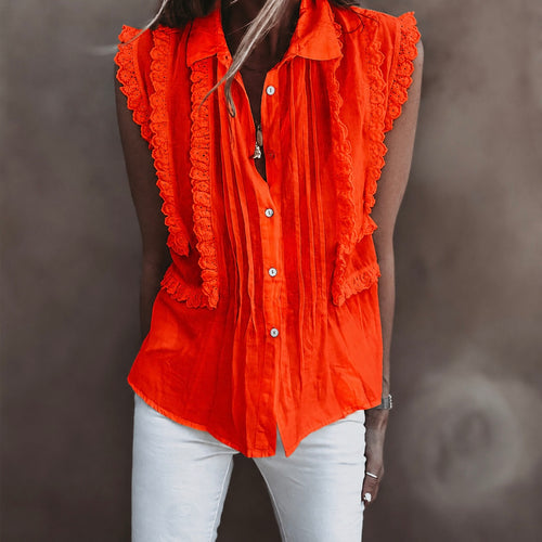 Burnt orange Riad ruffle blouse  *NEW*
