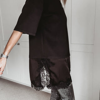 BLACK Lara Lace asymmetric tee *NEW*