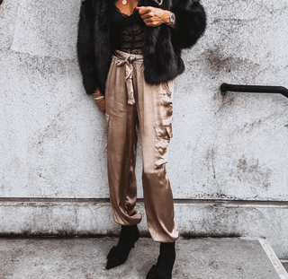 GOLD CHAMPAGNE Satin Cargo joggers *NEW*