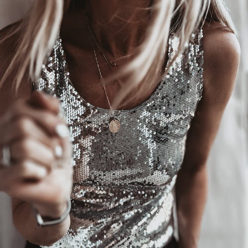Suzi SILVER sequin top *NEW*