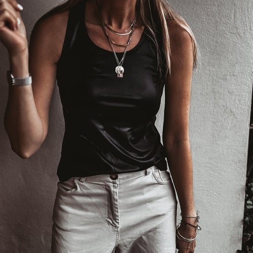 Amalfi black champagne tank top