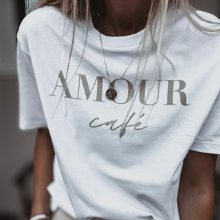 AMOUR Cafe white / sand tee *boyfriend fit* *NEW*