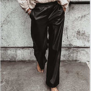 Faux leather wide leg joggers *NEW*