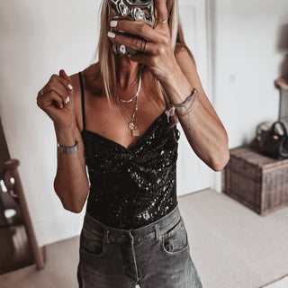 BLACK Sequin bodysuit *NEW*
