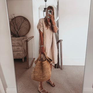 Lillie linen relaxed beige dress *NEW*