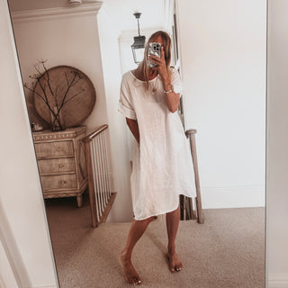 Lillie linen relaxed white dress *NEW*