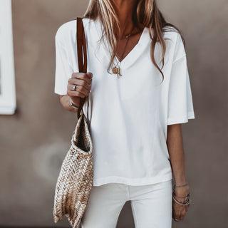 White/navy Bonjour croissant tee  *NEW*