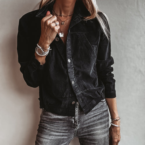 Corduroy military BLACK jacket *NEW*