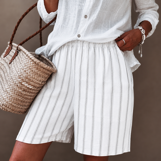 Slouchy pinstripe linen shorts WHITE *NEW*