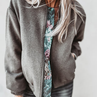 Khaki floral bomber blazer *NEW*