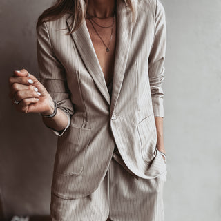 Pin stripe desert beige suit *NEW*