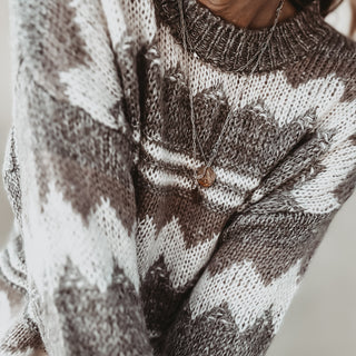 Brown zig zag slouchy jumper *NEW*