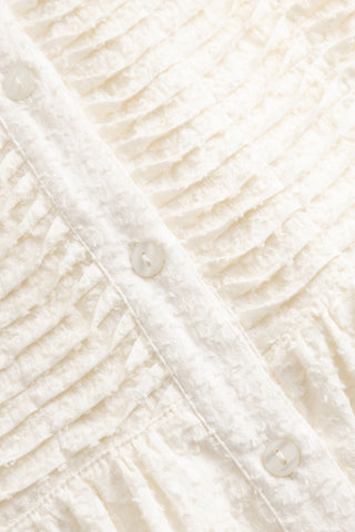 Lu smocked white linen blouse