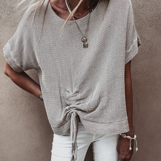 Lilly TAUPE blouse with rouche tie *NEW*