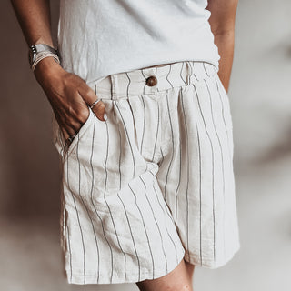 Pinstripe linen shorts CREAM *NEW*