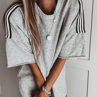 Grey short sleeved sweatshirt with stripes *NEW*