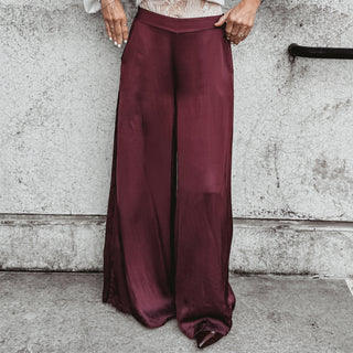 Verona BURGUNDY satin palazzos pants *NEW*