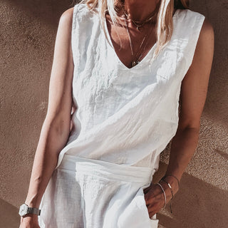 White Sasha linen top *NEW*
