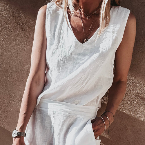 White Sasha linen top *NEW*