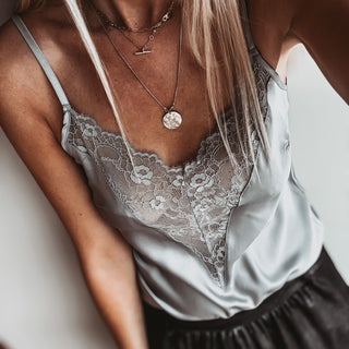 Silver grey lace plunge camisole  *new*