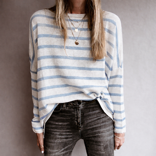 Marseille VINTAGE WHITE / BLUE GREY breton striped sweater *NEW*