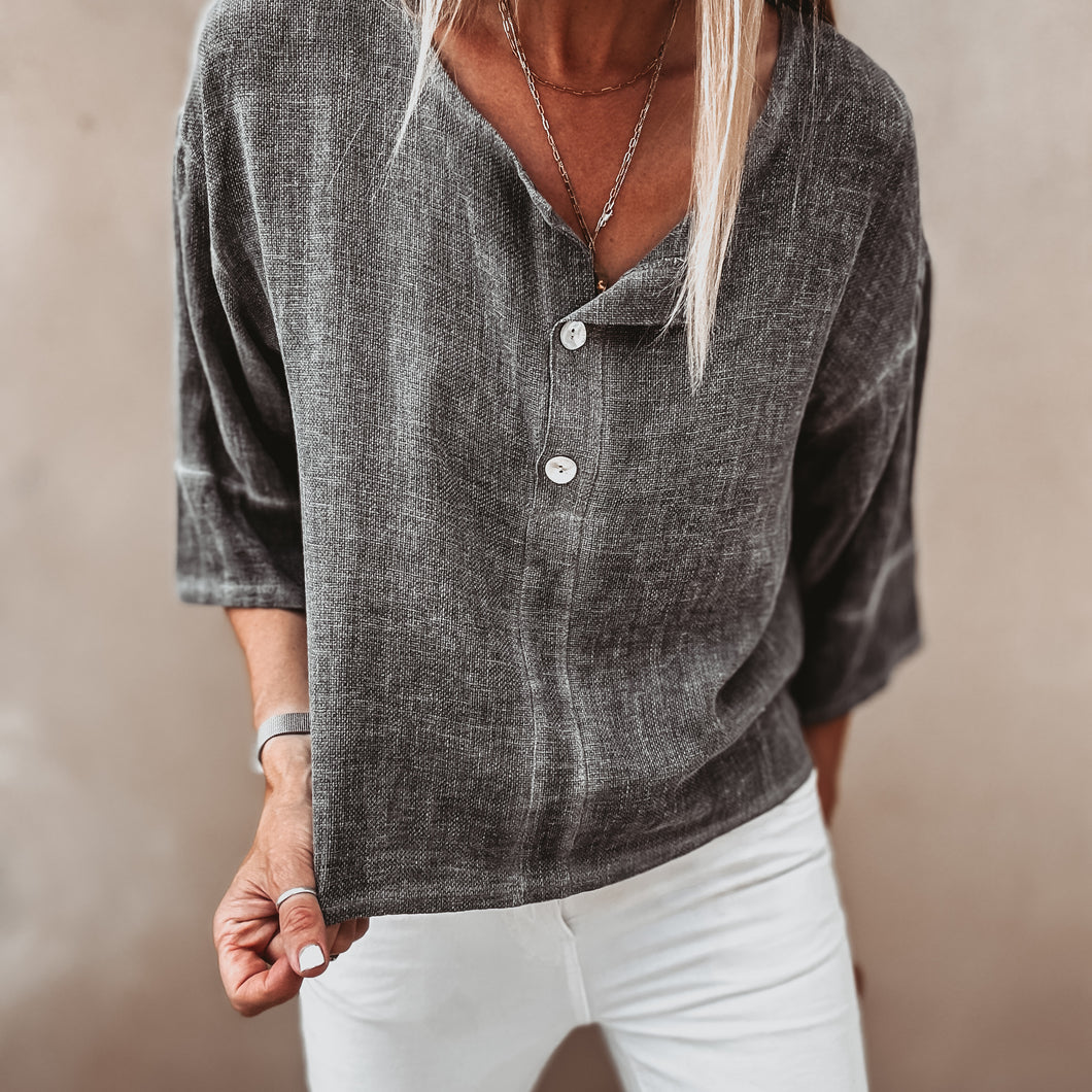 Loli Washed GREY linen blouse *NEW*