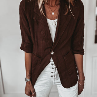BROWN linen blouse blazer *NEW*
