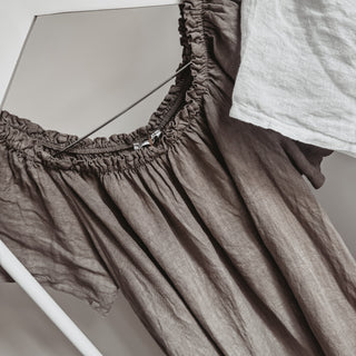 Lottie linen off shoulder taupe dress *NEW*