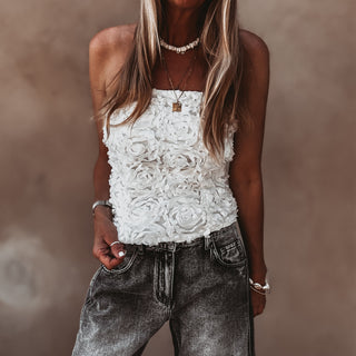 White Fi flowers bandeau top *NEW*