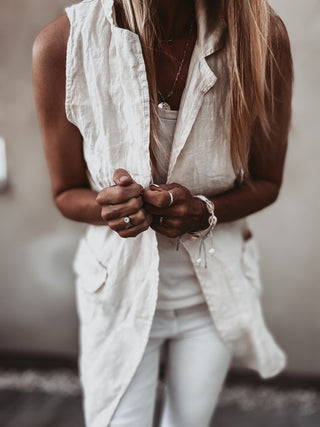 Cara cream long linen gilet *NEW*