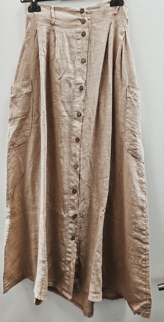 Loire linen caramel skirt with buttons *NEW*