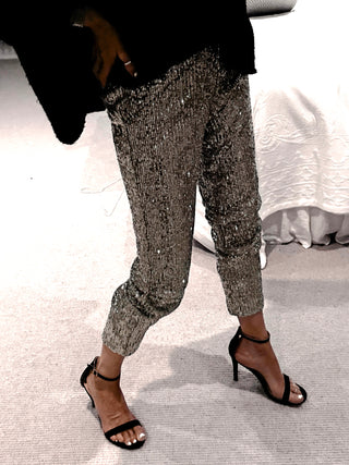 SILVER Sequin joggers