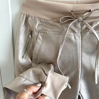 Full faux leather CHAMPAGNE GOLD ULTIMATE joggers