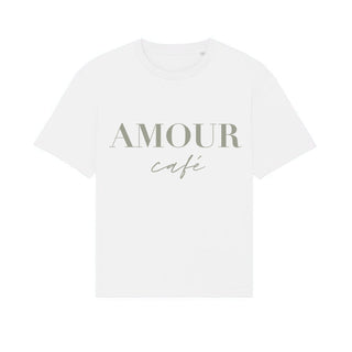 AMOUR Cafe white / sand tee *boyfriend fit* *NEW*