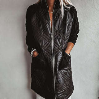 Tabitha quilted BLACK long jacket