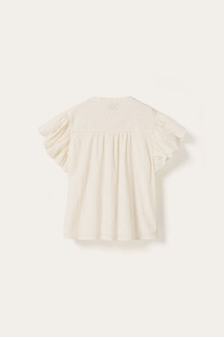Lu smocked white linen blouse