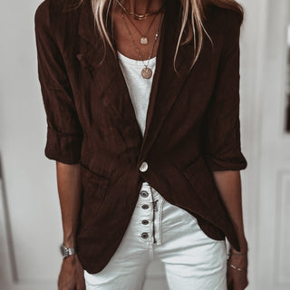 BROWN linen blouse blazer *NEW*