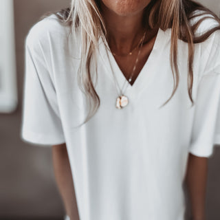 White/navy Bonjour croissant tee  *NEW*
